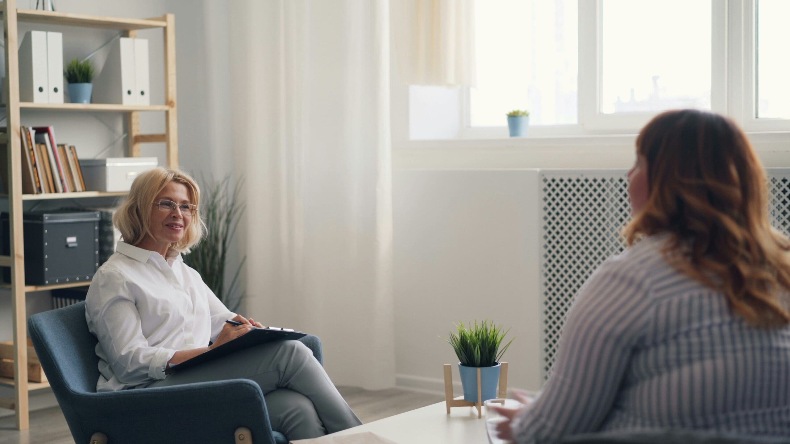 Adult participating in virtual EMDR therapy session from home in Nevada